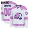 Lapsille NHL Colorado Avalanche Pelipaita Custom Fanatics Hockey Fights Cancer Practice 2024-25 Valkoinen